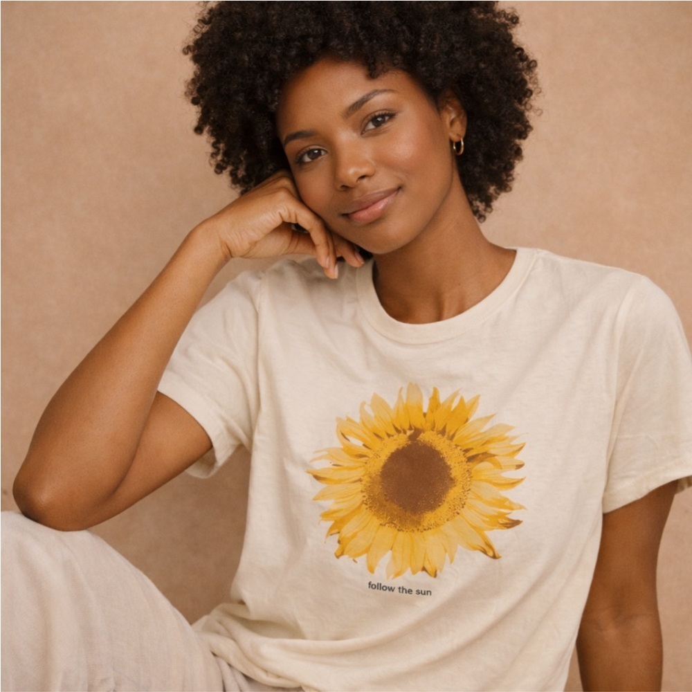 Old Navy Sunflower Graphic Tee Follow The Sun Cotton Shirt M